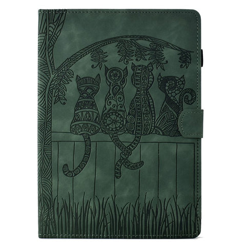 For iPad Pro 11 (2025) / (2024) Case Cats Imprinted PU Leather Card Slots Tablet Cover