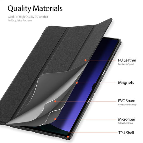 DUX DUCIS Domo Series for Samsung Galaxy Tab S10 Ultra / S9 Ultra / S8 Ultra Case Tri-Fold Stand Leather Cover Auto Wake / Sleep