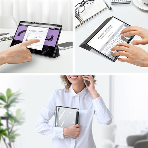 DUX DUCIS TOBY Series For Samsung Galaxy Tab S10 Ultra / S9 Ultra / S8 Ultra Case PU Leather Tri-Fold Stand Tablet Cover