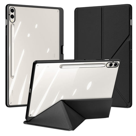 DUX DUCIS Magi Series for Samsung Galaxy Tab S10+ / S9+ / S9 FE+ Case Origami Stand Leather+PC+TPU Clear Back Cover