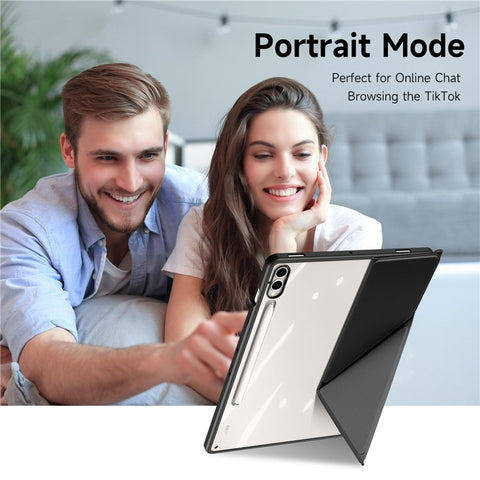 DUX DUCIS Magi Series for Samsung Galaxy Tab S10+ / S9+ / S9 FE+ Case Origami Stand Leather+PC+TPU Clear Back Cover