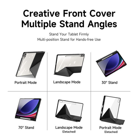 DUX DUCIS Magi Series for Samsung Galaxy Tab S10+ / S9+ / S9 FE+ Case Origami Stand Leather+PC+TPU Clear Back Cover