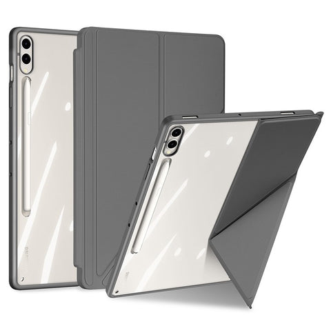 DUX DUCIS Magi Series for Samsung Galaxy Tab S10+ / S9+ / S9 FE+ Case Origami Stand Leather+PC+TPU Clear Back Cover