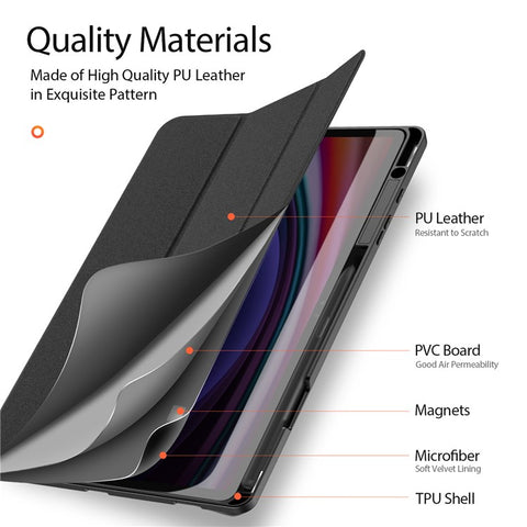 DUX DUCIS Domo Series for Samsung Galaxy Tab S10+ / S9+ / S9 FE+ Case Tri-Fold Stand Leather Cover Auto Wake / Sleep