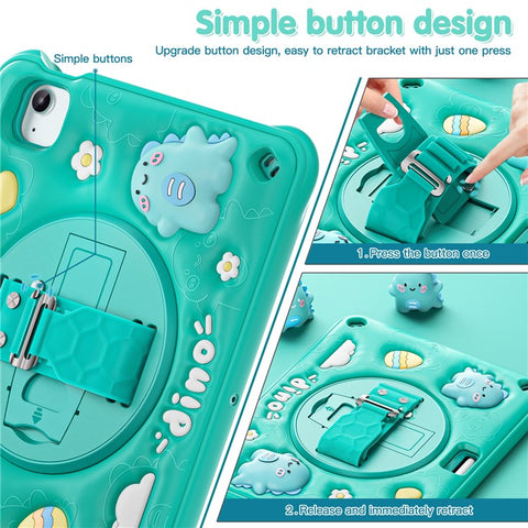 For iPad Air 11 (2026) / (2025) / (2024) / Air (2022) / (2020) / Pro 11 (2022) / (2021) / (2020) / (2018) Case Kickstand PC+Silicone+TPU Cover