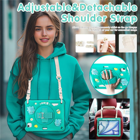 For iPad Air 11 (2025) / (2024) / Air (2022) / (2020) / Pro 11 (2022) / (2021) / (2020) / (2018) Case with Shoulder Strap Kickstand