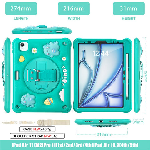 For iPad Air 11 (2025) / (2024) / Air (2022) / (2020) / Pro 11 (2022) / (2021) / (2020) / (2018) Case with Shoulder Strap Kickstand