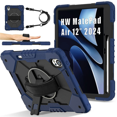 For Huawei MatePad Air (2024) Case Kickstand Silicone+PC Tablet Cover with Shoulder Strap