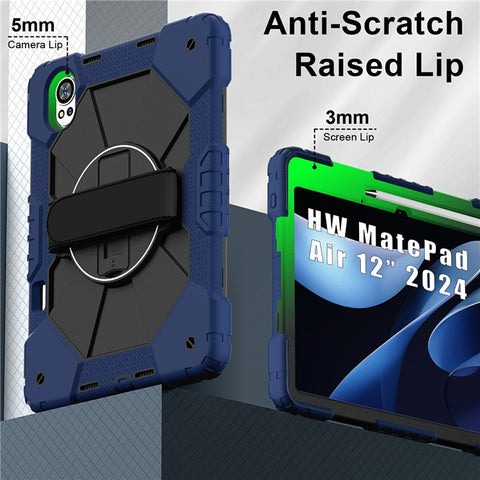 For Huawei MatePad Air (2024) Case Kickstand Silicone+PC Tablet Cover with Shoulder Strap