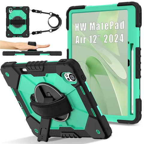 For Huawei MatePad Air (2024) Case Kickstand Silicone+PC Tablet Cover with Shoulder Strap