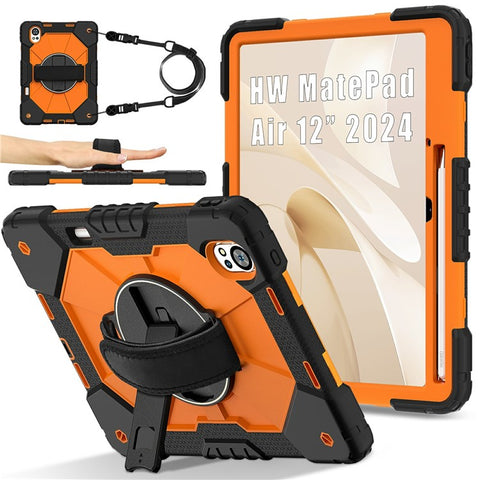 For Huawei MatePad Air (2024) Case Kickstand Silicone+PC Tablet Cover with Shoulder Strap