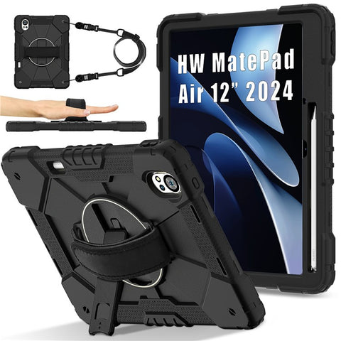 For Huawei MatePad Air (2024) Case Kickstand Silicone+PC Tablet Cover with Shoulder Strap
