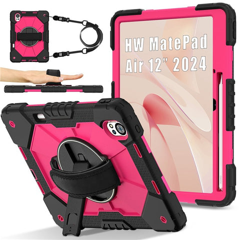 For Huawei MatePad Air (2024) Case Kickstand Silicone+PC Tablet Cover with Shoulder Strap