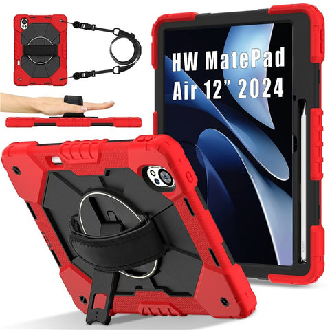 For Huawei MatePad Air (2024) Case Kickstand Silicone+PC Tablet Cover with Shoulder Strap