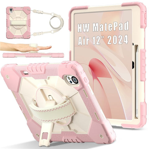 For Huawei MatePad Air (2024) Case Kickstand Silicone+PC Tablet Cover with Shoulder Strap