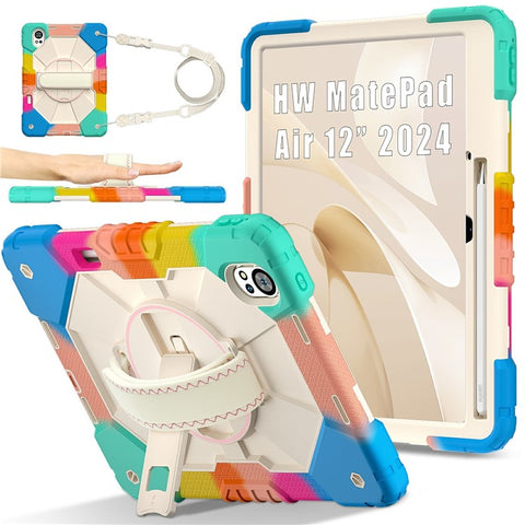 For Huawei MatePad Air (2024) Case Kickstand Silicone+PC Tablet Cover with Shoulder Strap