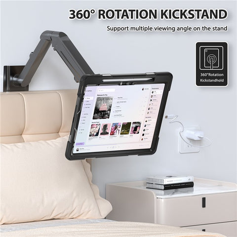 For iPad Air 13 (2026) / (2025) / (2024) / Pro 12.9 (2022) / (2021) / (2020) / (2018) Case Kickstand PC+Silicone Tablet Cover