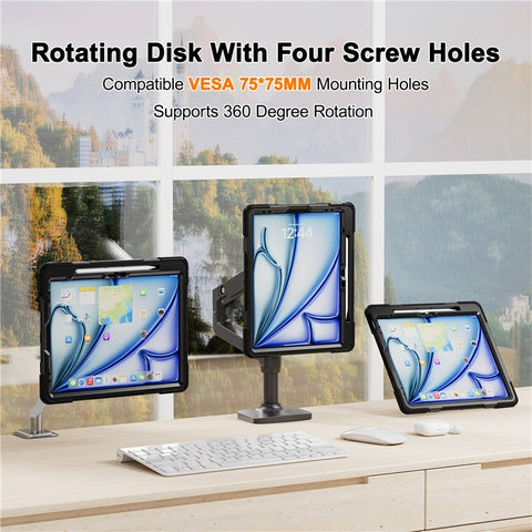 For iPad Air 13 (2026) / (2025) / (2024) / Pro 12.9 (2022) / (2021) / (2020) / (2018) Case Kickstand PC+Silicone Tablet Cover