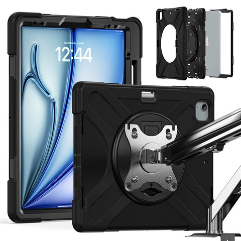 For iPad Air 13 (2026) / (2025) / (2024) / Pro 12.9 (2022) / (2021) / (2020) / (2018) Case Kickstand PC+Silicone Tablet Cover