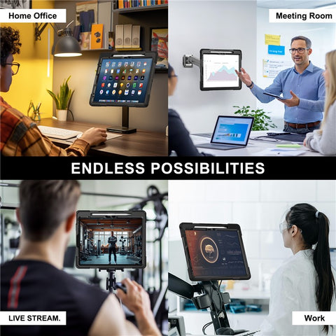 For iPad Air 13 (2026) / (2025) / (2024) / Pro 12.9 (2022) / (2021) / (2020) / (2018) Case Kickstand PC+Silicone Tablet Cover