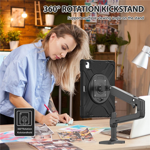 For iPad Air 13 (2026) / (2025) / (2024) / Pro 12.9 (2022) / (2021) / (2020) / (2018) Case Kickstand PC+Silicone Tablet Cover