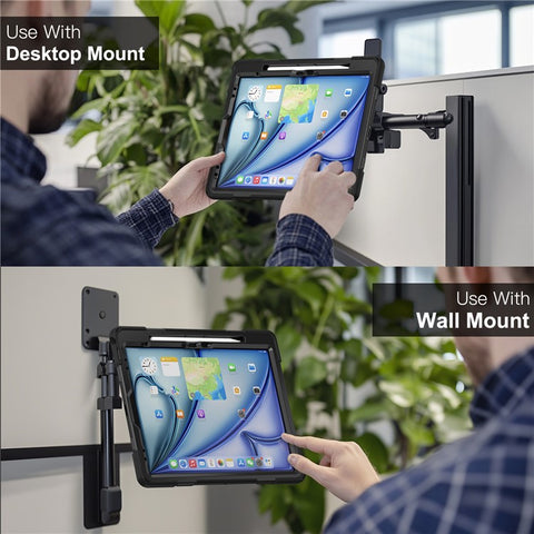 For iPad Air 13 (2026) / (2025) / (2024) / Pro 12.9 (2022) / (2021) / (2020) / (2018) Case Kickstand PC+Silicone Tablet Cover