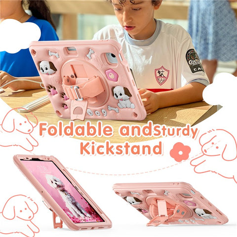For iPad Air 11 (2025) / (2024) / Air (2022) / (2020) / Pro 11 (2022) / (2021) / (2020) / (2018) Case Kickstand Cute Dog Cover