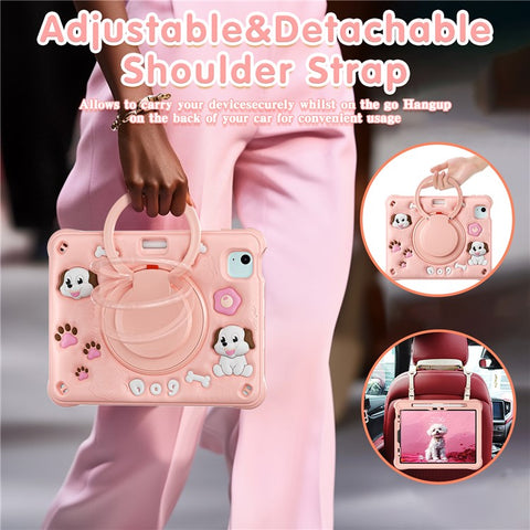 For iPad Air 11 (2026) / (2025) / (2024) / Air (2022) / (2020) / Pro 11 (2022) / (2021) / (2020) / (2018) Case Cute Dog Pattern Kickstand Tablet Cover