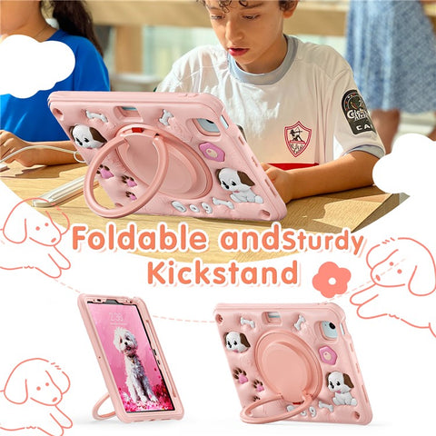 For iPad Air 11 (2026) / (2025) / (2024) / Air (2022) / (2020) / Pro 11 (2022) / (2021) / (2020) / (2018) Case Cute Dog Pattern Kickstand Tablet Cover