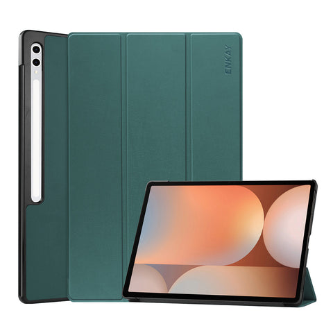 ENKAY HAT PRINCE For Samsung Galaxy Tab S9 Ultra / Galaxy Tab S10 Ultra Trifold Stand Cover   PU Leather+PC Tablet Case