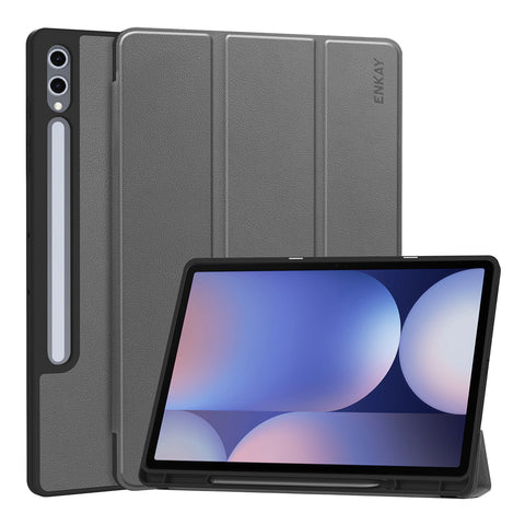 ENKAY HAT PRINCE For Samsung Galaxy Tab S9+ / Galaxy Tab S9 FE+ / Galaxy Tab S10+  Tri-Fold Stand Tablet Case PU Leather+TPU Smart Cover with Pencil Holder