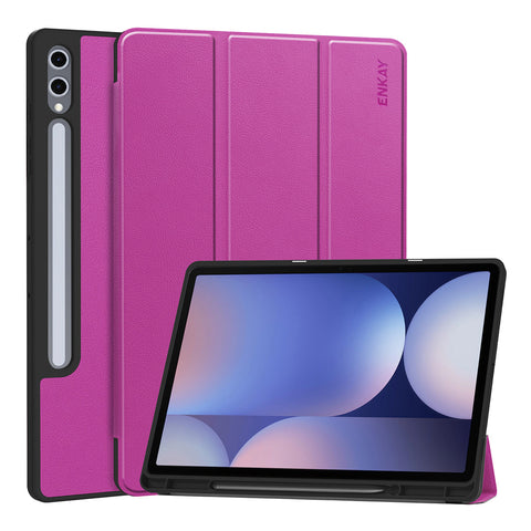 ENKAY HAT PRINCE For Samsung Galaxy Tab S9+ / Galaxy Tab S9 FE+ / Galaxy Tab S10+  Tri-Fold Stand Tablet Case PU Leather+TPU Smart Cover with Pencil Holder