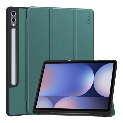ENKAY HAT PRINCE For Samsung Galaxy Tab S9 Ultra / Galaxy Tab S10 Ultra  Tri-Fold Stand Tablet Case PU Leather+TPU Smart Cover with Pencil Holder