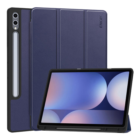 ENKAY HAT PRINCE For Samsung Galaxy Tab S9 Ultra / Galaxy Tab S10 Ultra  Tri-Fold Stand Tablet Case PU Leather+TPU Smart Cover with Pencil Holder