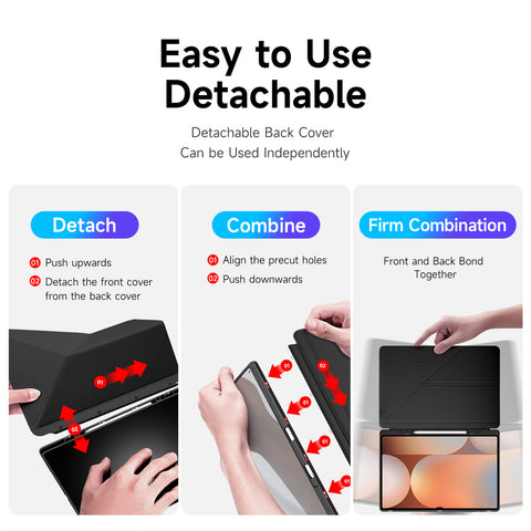 DUX DUCIS For Samsung Galaxy Tab S10 Ultra / Galaxy Tab S9 Ultra / Galaxy Tab S8 Ultra Case  Magi Series Detachable Origami Stand Leather+PC+TPU Clear Back Cover