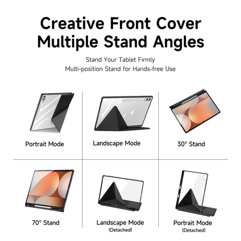 DUX DUCIS For Samsung Galaxy Tab S10 Ultra / Galaxy Tab S9 Ultra / Galaxy Tab S8 Ultra Case  Magi Series Detachable Origami Stand Leather+PC+TPU Clear Back Cover