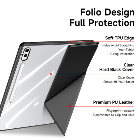 DUX DUCIS For Samsung Galaxy Tab S10 Ultra / Galaxy Tab S9 Ultra / Galaxy Tab S8 Ultra Case  Magi Series Detachable Origami Stand Leather+PC+TPU Clear Back Cover
