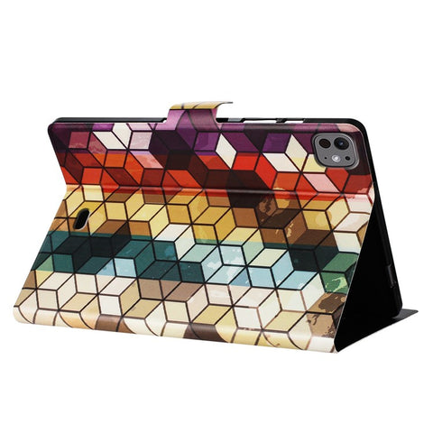 For iPad Pro 11 (2025) / 11 (2024) Case Pattern Printed Stand Litchi Texture Leather Tablet Cover with Card Slots