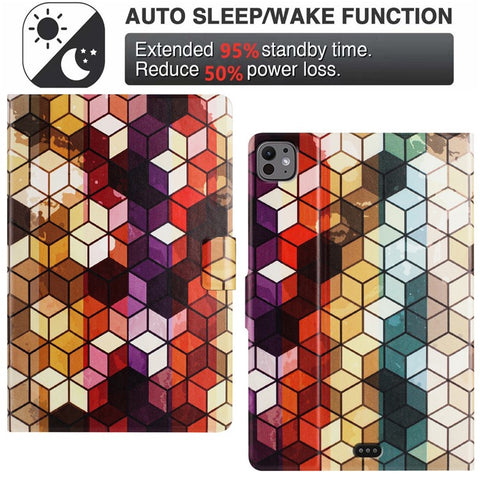 For iPad Pro 11 (2025) / 11 (2024) Case Pattern Printed Stand Litchi Texture Leather Tablet Cover with Card Slots