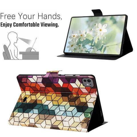 For iPad Pro 11 (2025) / 11 (2024) Case Pattern Printed Stand Litchi Texture Leather Tablet Cover with Card Slots