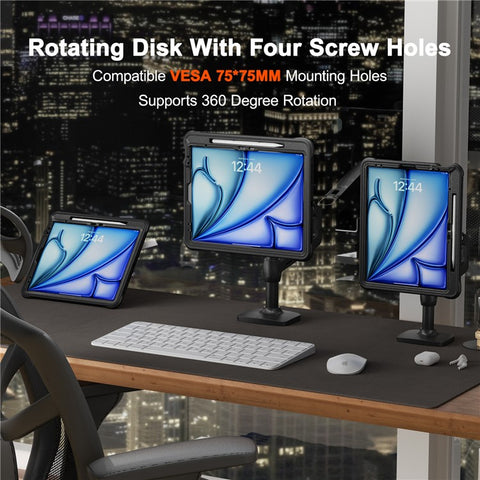 Kickstand Case for iPad Air 11 (2026) / (2025) / (2024) / Air (2022) / (2020) / Pro 11 (2022) / (2021) / (2020) / (2018) PC+Silicone+TPU Tablet Cover