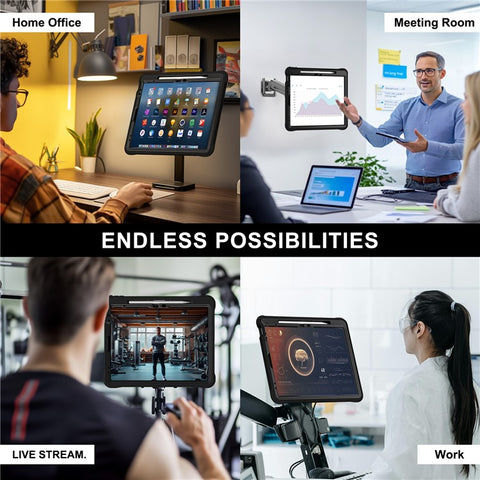 Kickstand Case for iPad Air 11 (2026) / (2025) / (2024) / Air (2022) / (2020) / Pro 11 (2022) / (2021) / (2020) / (2018) PC+Silicone+TPU Tablet Cover