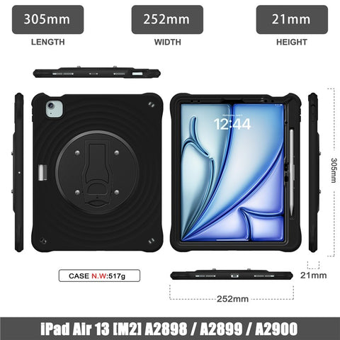 Kickstand Case for iPad Air 11 (2026) / (2025) / (2024) / Air (2022) / (2020) / Pro 11 (2022) / (2021) / (2020) / (2018) PC+Silicone+TPU Tablet Cover