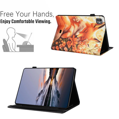 For iPad Pro 11 (2025) / 11 (2024) Case Pattern Leather Tablet Cover with Auto Sleep / Wake, Card Holder