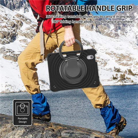 For iPad mini (2024) / (2021) Case Rotatable Hand Grip Kickstand PC Silicone TPU Tablet Cover