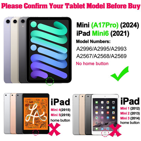 For iPad mini (2024) / (2021) Case Rotatable Hand Grip Kickstand PC Silicone TPU Tablet Cover