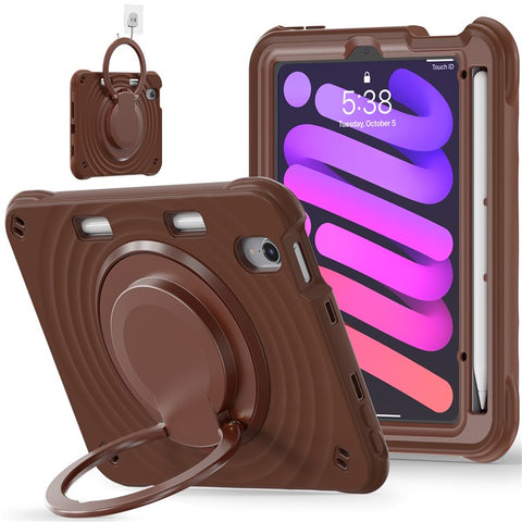 For iPad mini (2024) / (2021) Case Rotatable Hand Grip Kickstand PC Silicone TPU Tablet Cover