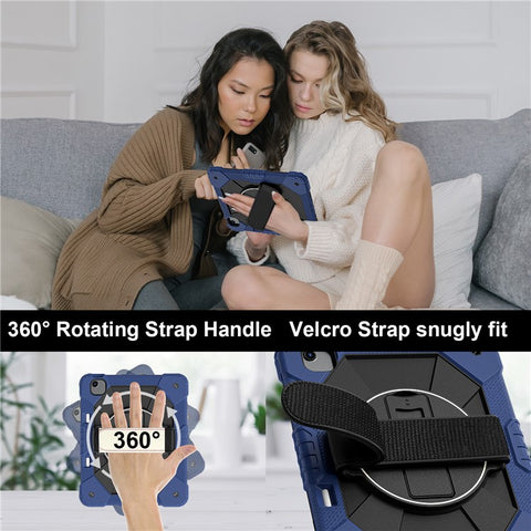 For iPad Air 13 (2026) / (2025) / (2024) Case Silicone + PC Kickstand Tablet Cover with Handy Strap, Shoulder Strap