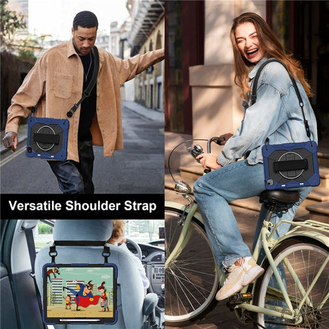 For iPad Air 13 (2026) / (2025) / (2024) Case Silicone + PC Kickstand Tablet Cover with Handy Strap, Shoulder Strap