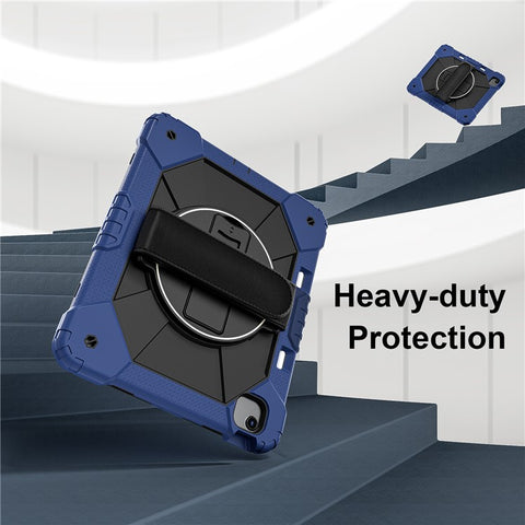 For iPad Air 13 (2026) / (2025) / (2024) Case Silicone + PC Kickstand Tablet Cover with Handy Strap, Shoulder Strap